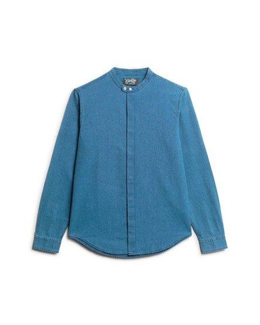 Superdry Indigo Merchant Grandad Overhemd Grootte: S in het Blue voor heren