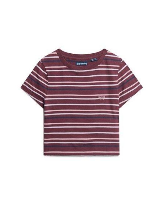 Superdry Red Vintage Stripe Crop T-shirt