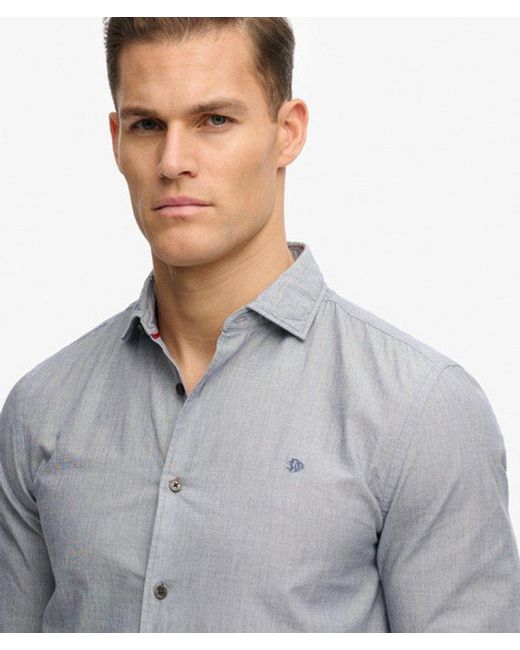 Superdry Gray & Co Cut Away Poplin Long Sleeve Shirt for men