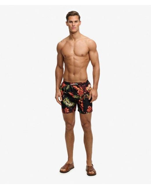 Superdry Black & Co Hawaiian Print 16-inch Swim Shorts for men