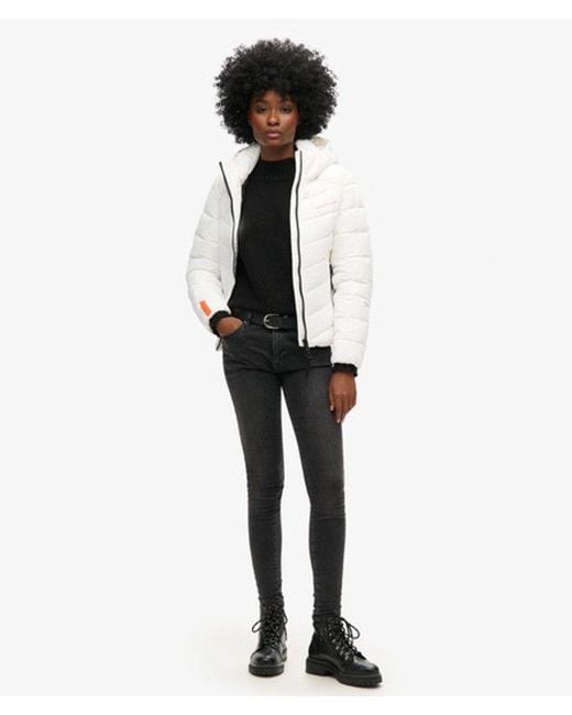 Superdry White & Co Hooded Microfibre Padded Jacket