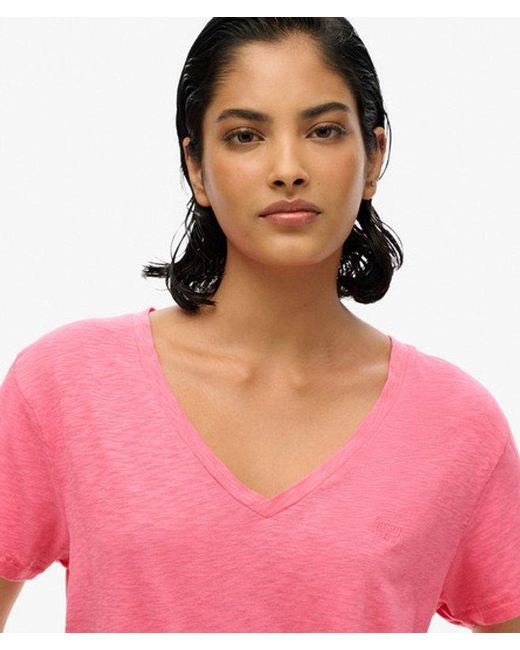 Superdry & Co Slub Embroidered V-neck T-shirt