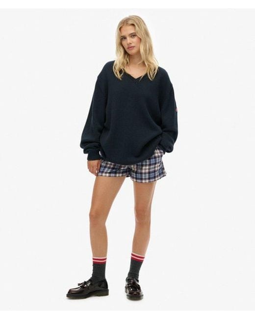 Superdry Oversized Trui Met V-hals in het Blue