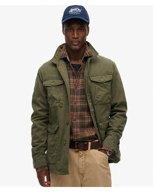 Superdry Green Military M65 Embroidered Lightweight Jacket for men