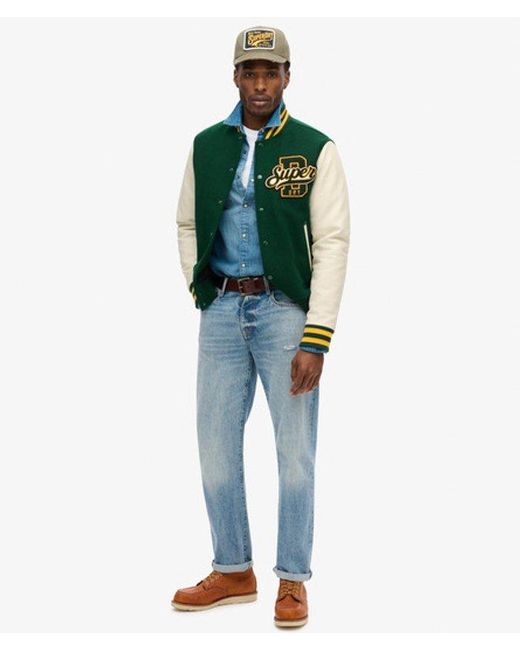 Superdry Varsity Wollen Bomberjack in het Green voor heren