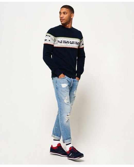 Superdry Blue Retro Stripe Sweatshirt Three Pointer for men