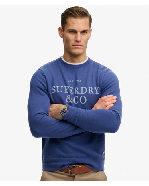 Superdry Blue & Co 1954 Company Relaxed Sweatshirt for men