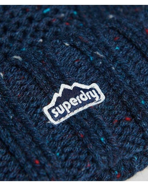 Superdry Blue & Co Cable Knit Bobble Beanie
