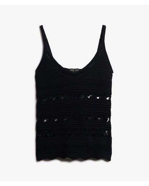 Superdry Black & Co Crochet Cami Top