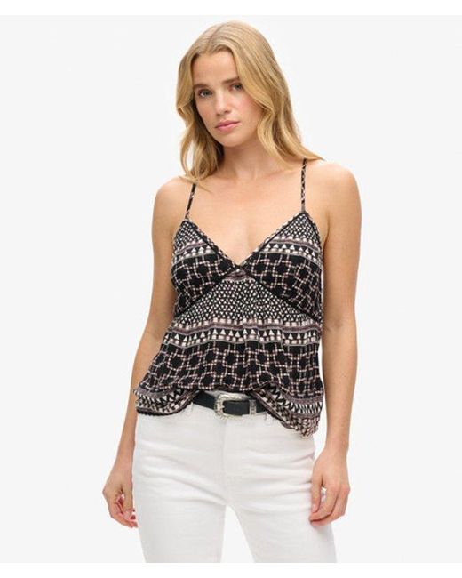 Superdry Black & Co Printed Woven Cami Top