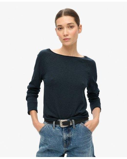 Superdry Blue Long Sleeve French Terry Top