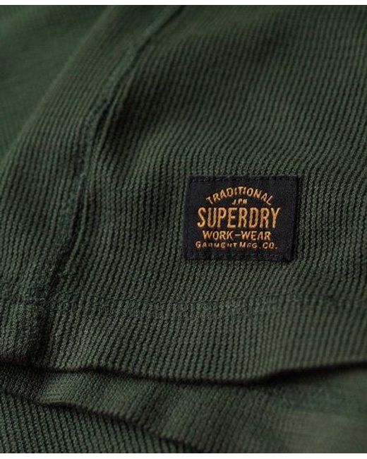 Superdry Green Relaxed Fit Waffle Cotton Henley Top for men