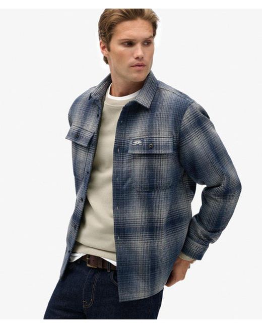 Superdry Blue Wool Miller Overshirt for men