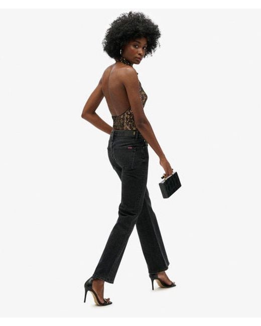Superdry Black Cowl Halter Neck Sequin Top