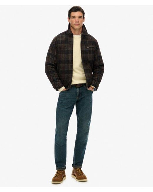 Superdry Black & Co Wool Blend Check Ranch Jacket for men