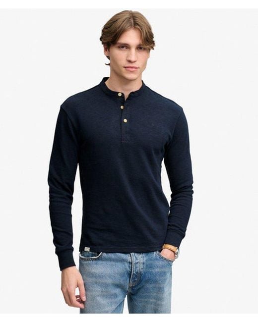 Superdry Blue & Co Woven Placket Grandad Top for men