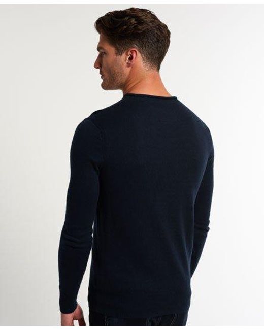 Superdry Blue High Neck Crew Jumper Eclipse for men
