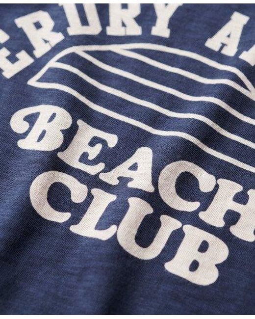 Superdry Blue Athletic Essentials Beach Graphic Ringer T-shirt