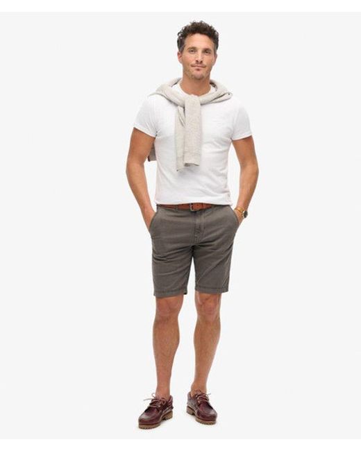 Superdry White Vintage International Shorts Washed for men
