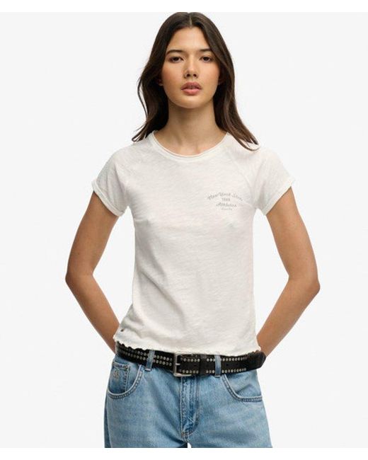 Superdry White Athletic Essentials Slub Graphic T-Shirt
