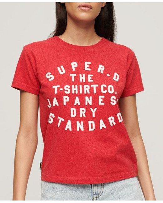 Superdry Red Puff Print Fitted T-shirt