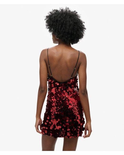 Superdry Red Disco Sequin Mini Dress