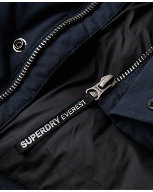 Superdry Blue Everest Short Hooded Puffer Jacket for men