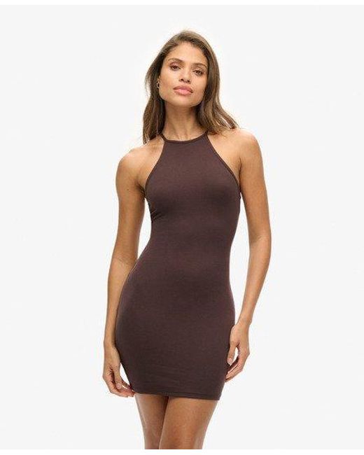 Superdry Purple Strappy Back Racer Neck Mini Dress