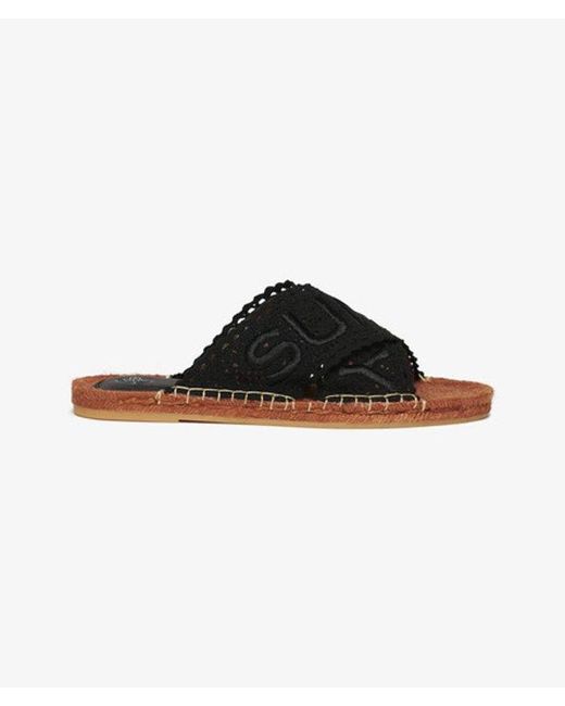 Superdry Black & Co Espadrille Cross Strap Sliders