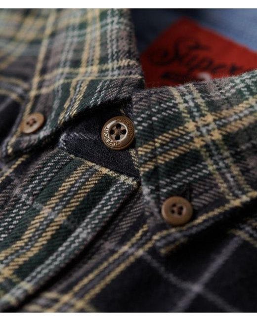 Superdry Black Mens Organic Cotton Lumberjack Check Shirt for men