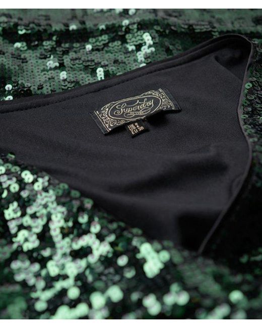 Superdry Green Sequin Wrap Maxi Dress