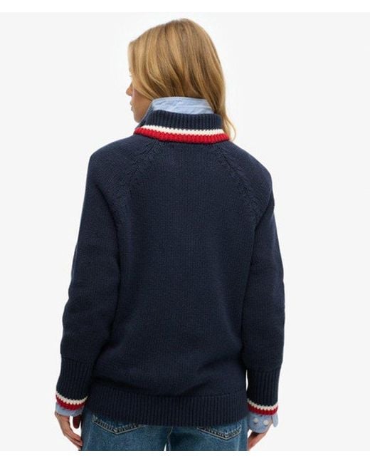Superdry Blue & Co Tipped Half Zip Jumper