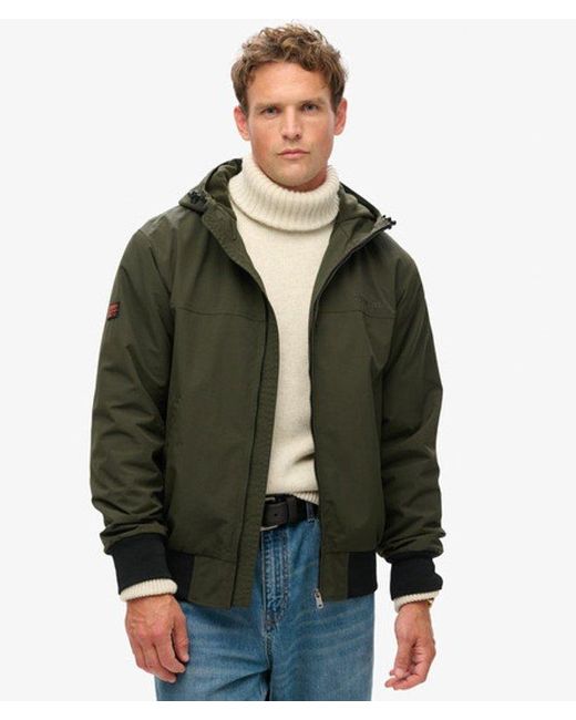 Superdry Green & Co Classic Embroidered Logo Surplus Nylon Hooded Bomber Jacket for men