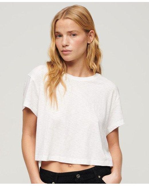 Superdry White Slouchy Cropped T-shirt