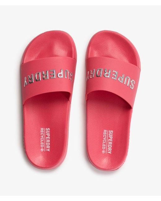 Superdry Pink Code Logo Pool Sliders