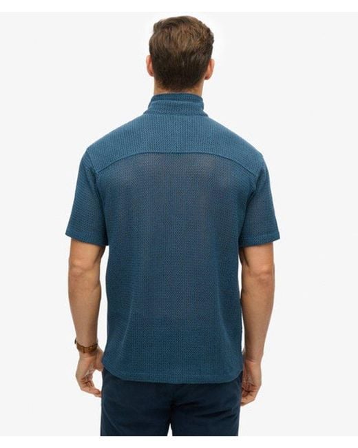 Superdry Blue Knitted Texture Shirt for men