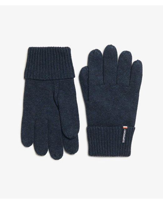 Superdry Blue & Co Essential Logo Knitted Gloves for men
