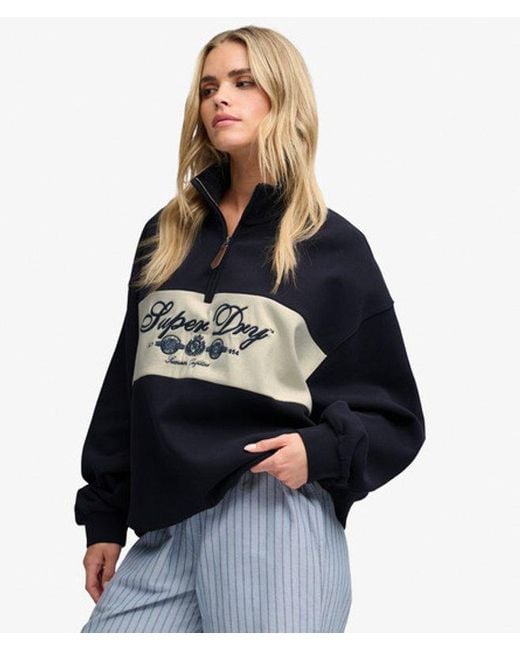 Superdry Blue & Co Ornate Script Half Zip Sweatshirt