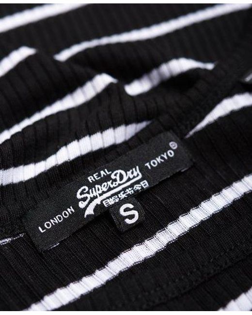 Superdry Black Relaxed Beach Vest Top Mono Stripe