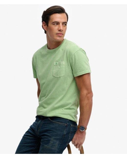 Superdry Green & Co Classic Cotton Linen Pocket T-shirt for men