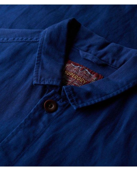 Superdry Blue & Co Classic The Merchant Store Linen Blend Overshirt for men