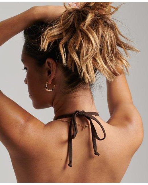 Superdry Triangle Elastic Recycled Bikini Top Brown
