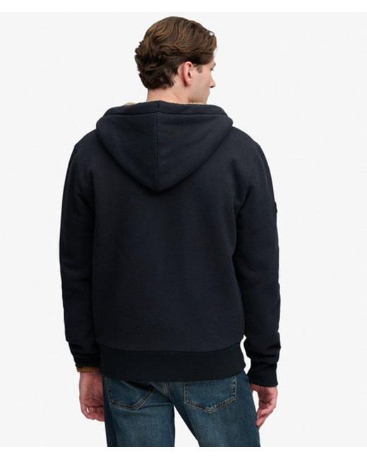 Superdry Black & Co Borg Lined Zip Hoodie for men