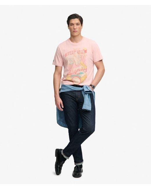 Superdry Pink Vintage Logo Tokyo Relaxed T-Shirt for men