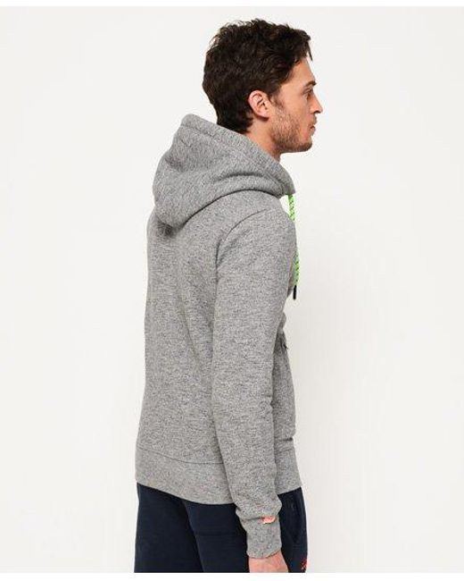 Superdry Gray Label Hyper Pop Zip Hoodie Portland Charcoal Grit for men