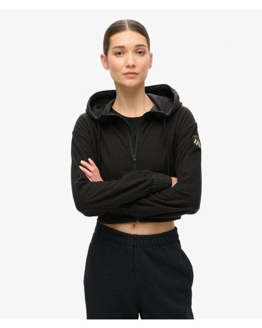 Superdry Black & Co Ladies Classic Embroidered Sport Tech Grid Fleece Ziphood