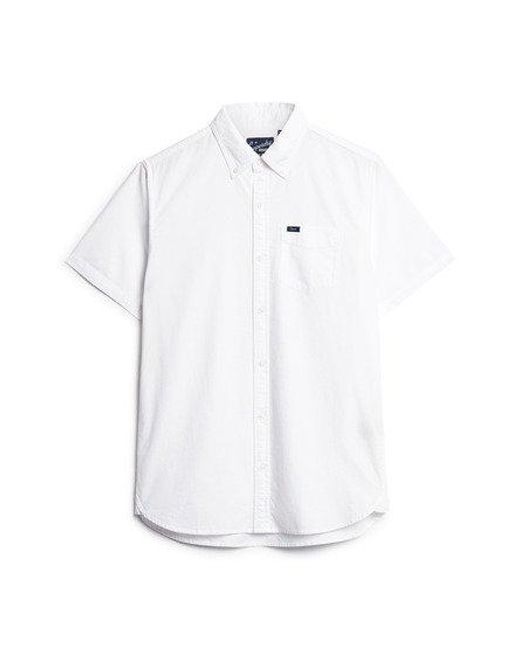 Superdry White Oxford Short Sleeve Shirt for men