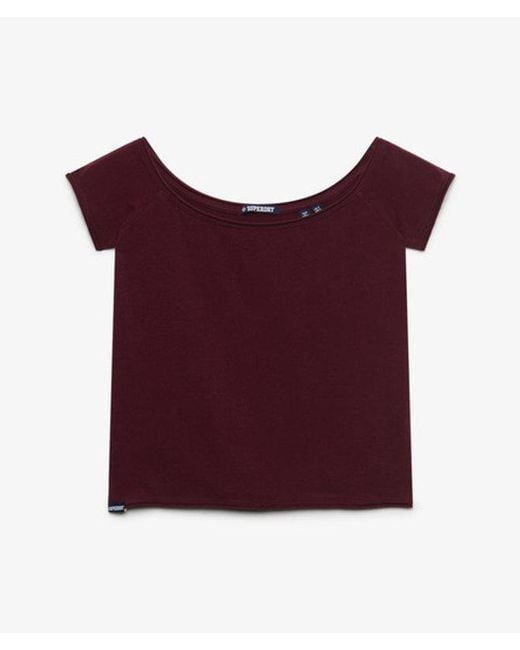 Superdry Red & Co Bardot Short Sleeve Off Shoulder Top