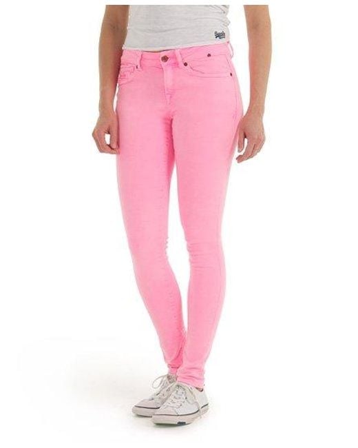 Superdry Pink Standard Super Skinny Fluro