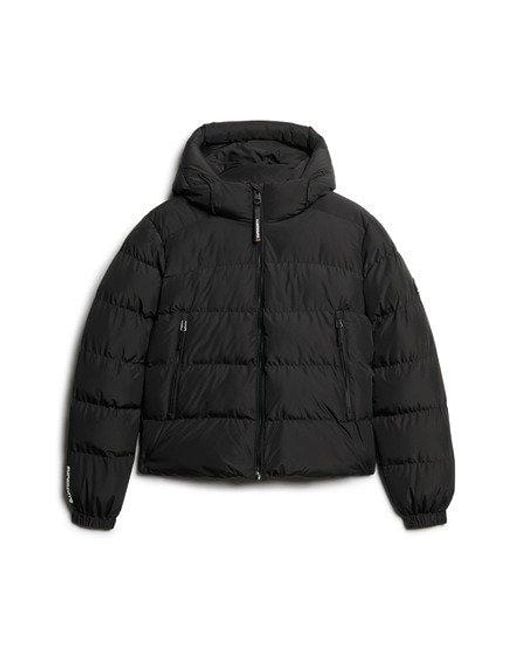 Superdry Black Hooded Sports Puffer Jacket